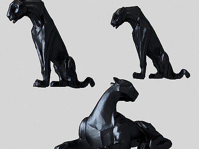 3d现代豹子动物雕塑摆件模型