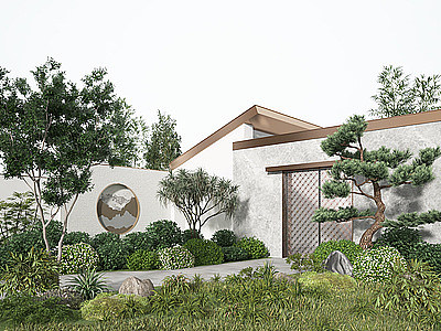 新中式庭院景观模型