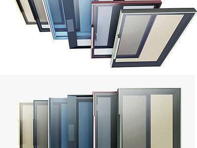 3d现代玻璃门铝框门模型