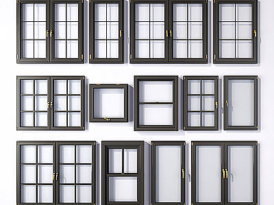 3d现代铝合金窗户窗框模型