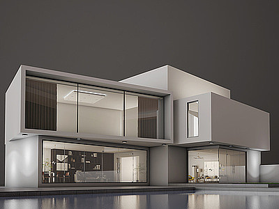 现代独栋别墅模型3d模型