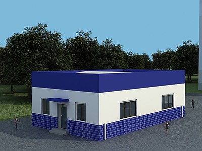 3d现代警务室厂房模型