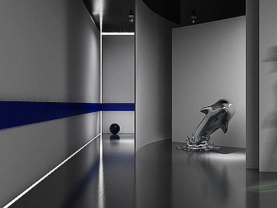 现代展厅雕塑模型3d模型