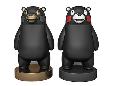 现代熊本熊雕塑摆件模型3d模型