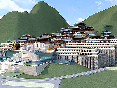 3d中式古建宫殿模型