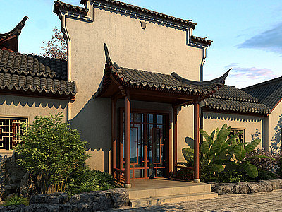 中式古建门头门面模型3d模型