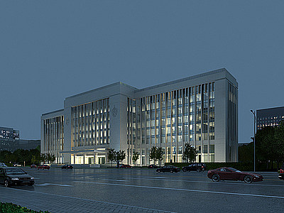 3d现代办公楼建筑外观模型