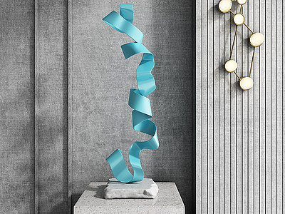 3d现代抽象雕塑壁灯模型