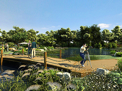 现代湿地公园模型3d模型