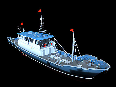 3d现代渔船海警船模型