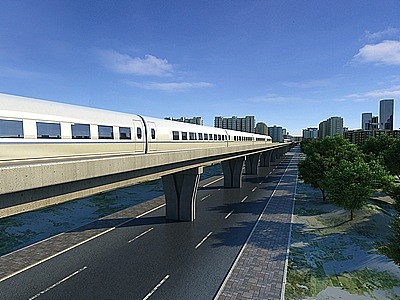现代中国轻轨列车模型3d模型