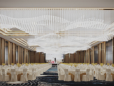 现代酒店宴会厅模型3d模型