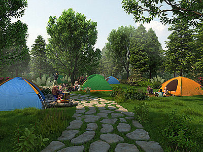 3d公园露营帐篷野炊野餐模型