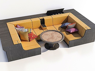 3d现代卡座沙发模型
