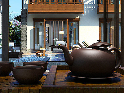 中式茶室模型3d模型