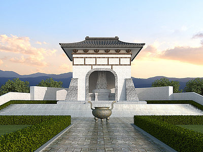 中式观音庙模型3d模型