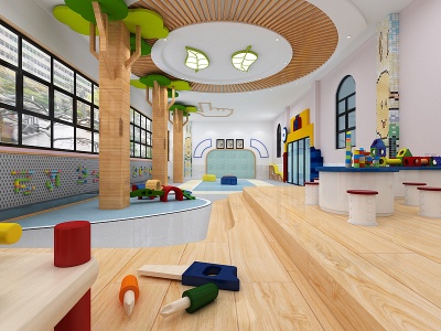 现代幼儿园娱乐室3D模型模型3d模型