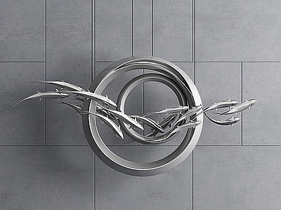 3d现代大厅鱼墙饰挂件3D模型模型