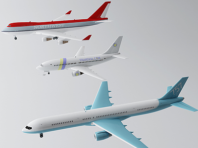 3d<font class='myIsRed'>现代</font>飞机客机模型