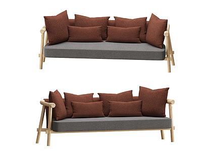 3d现代三人沙发模型