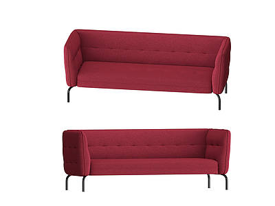 3d现代休闲红沙发模型