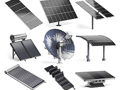 3d现代太阳能电池板模型