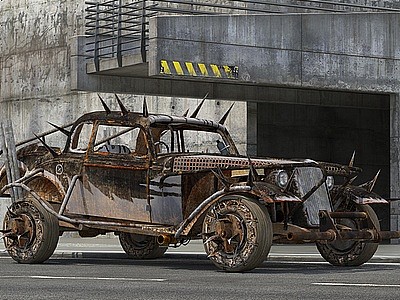 3d现代废弃汽车模型