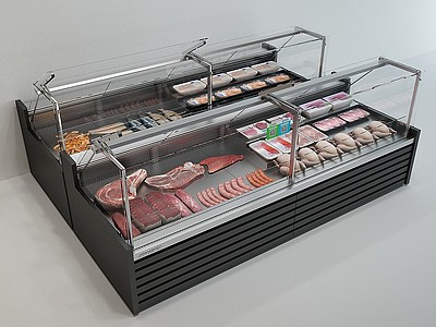 3d现代冰柜猪肉模型