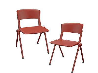 yugen现代金属红单椅模型