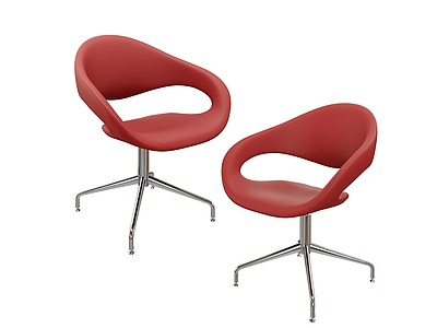 Samba北欧红吧椅模型
