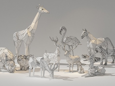 3d现代几何动物雕塑模型