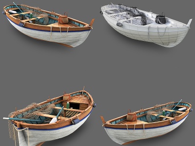 实木渔船模型