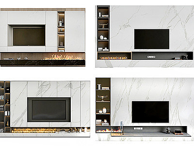 电视背景墙电视柜模型3d模型