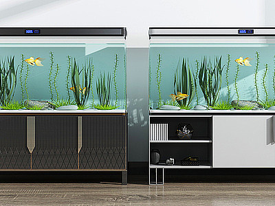 现代智能景观鱼缸水族箱模型