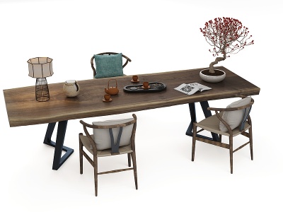 新中式风格茶桌椅模型3d模型