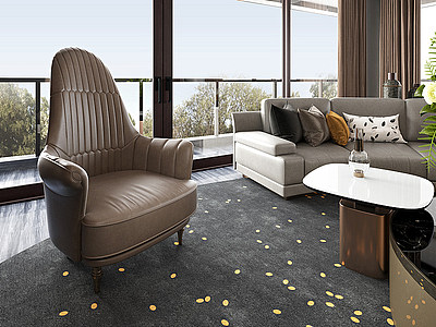 轻奢客厅沙发茶几组合模型3d模型