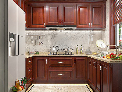 美式厨房橱柜厨房模型3d模型