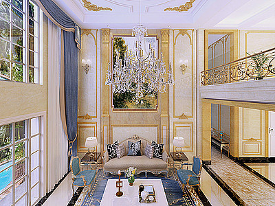 3d法式新古典客厅模型
