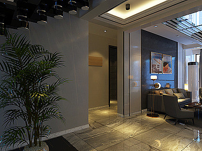 3d黑白现代客厅模型