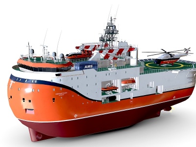 3d救援船工程船探险船模型