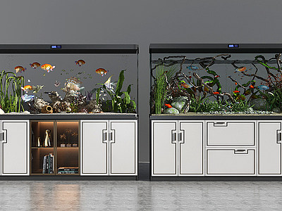 3d新中式鱼缸水族模型