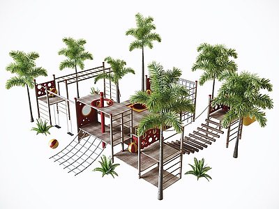 现代户外儿童游乐园模型3d模型