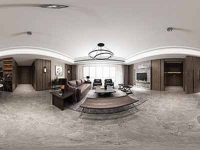 全景模型现代客厅卧室模型3d模型