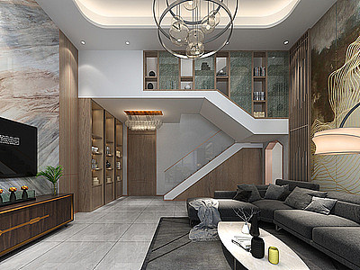 3d别墅客厅模型