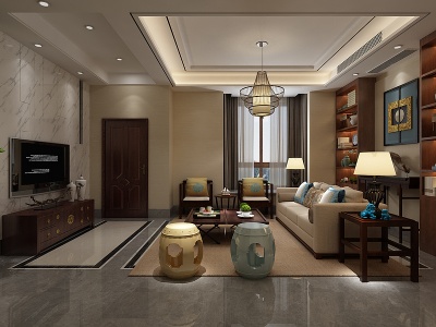 传统中式客厅沙发模型3d模型