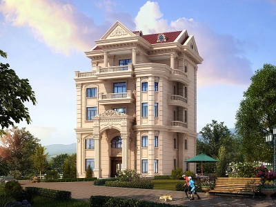欧式古典独栋别墅模型3d模型