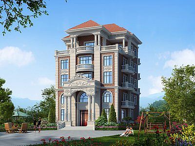 欧式古典独栋别墅模型3d模型