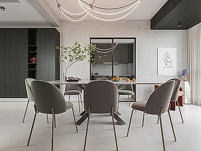 3d现代家具餐厅模型