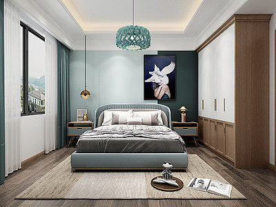 现代风格卧室模型3d模型