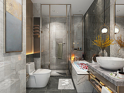 轻奢卫生间浴室模型3d模型